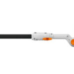 Lightweight 36V battery long-reach hedge trimmer for cutting taller hedges and shrubs in your home garden. Double-sided cutter blade in a droplet shape, variably adjusted blade angle from -45° to +90°, detachable shaft for easy transport. Carrying length: 115 cm. Total length: 210 cm.